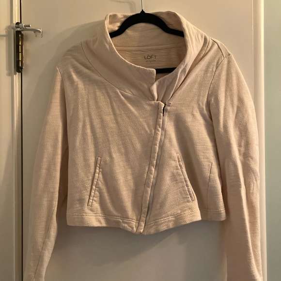 Loft off white/beige casual jacket with asymmetrical zipper - Picture 7 of 10